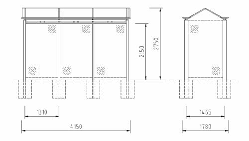 Bauzeichnung einer Wartehalle der Reihe "WH 30"