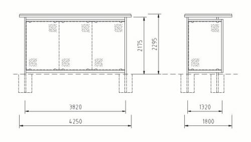 Bauzeichnung einer Automatenüberdachung der Reihe "AU 20"