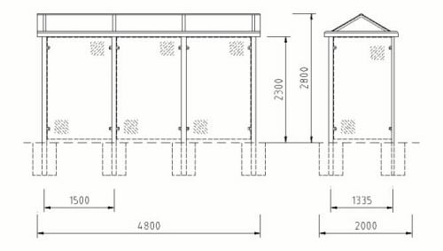 Bauzeichnung einer Wartehalle der Reihe "WH 6"