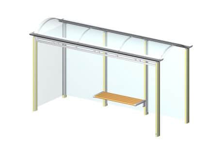 Eine graue dreifeldrige Wartehalle