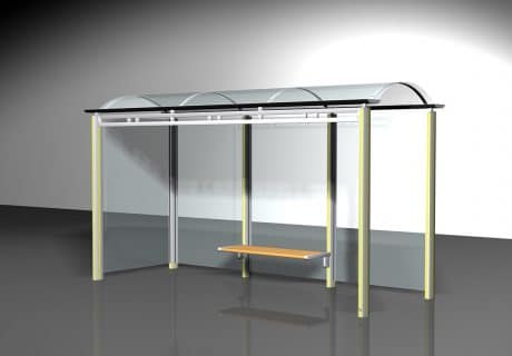 Eine graue dreifeldrige Wartehalle