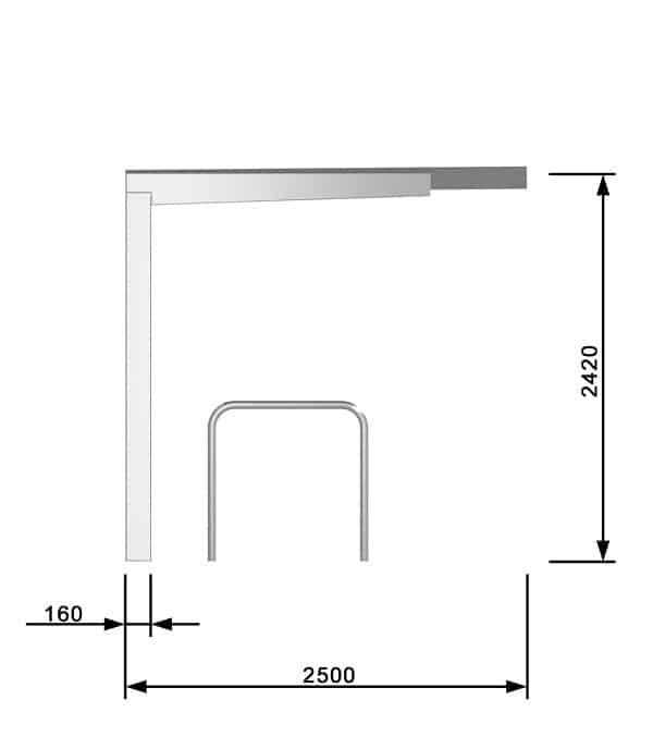 Bauzeichnung einer Fahrradüberdachung der Reihe "FH 60"